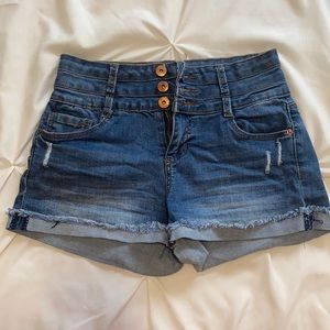 high rise jean shorts